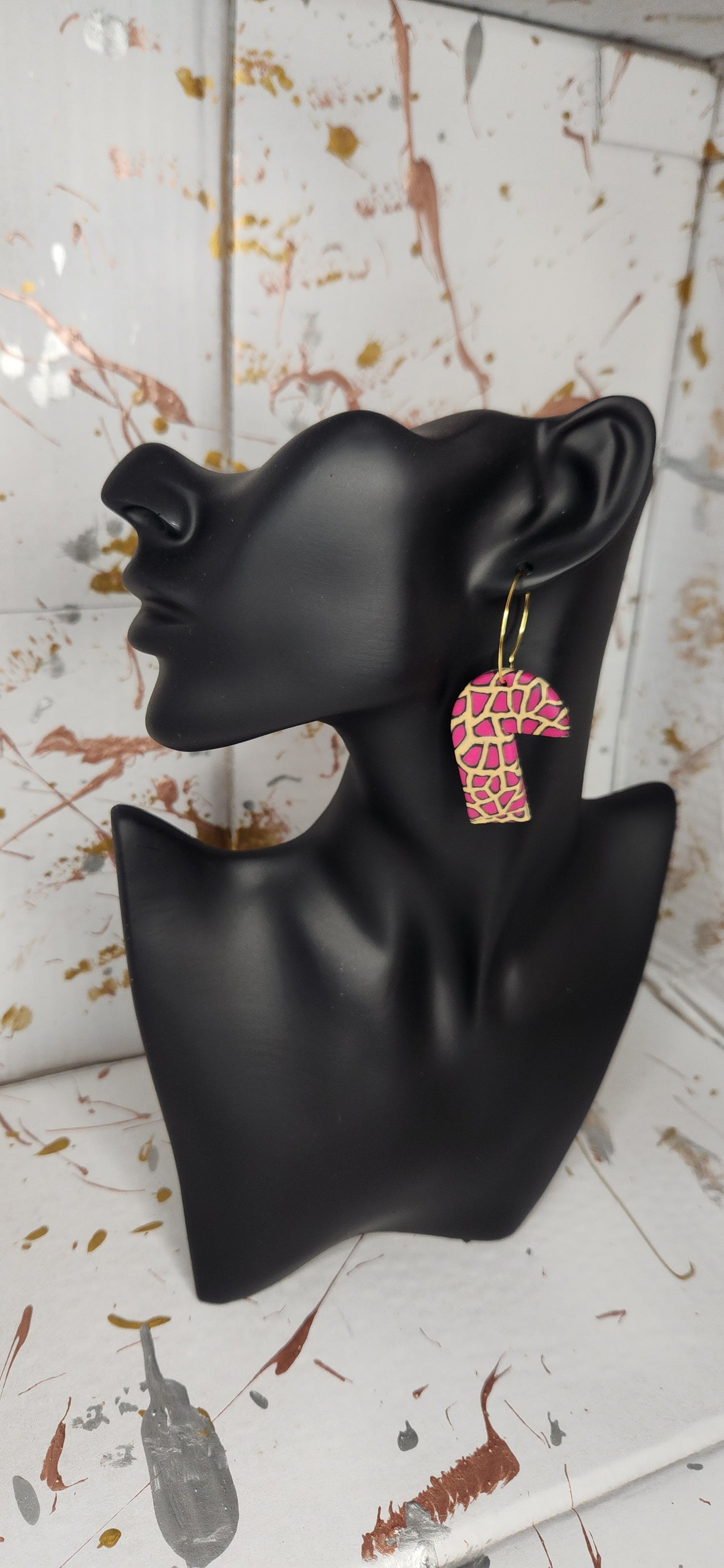 Print Clay Earrings/Clay Dangle Hoops/Clay earrings / clay jewelry / summer earrings / fall earrings